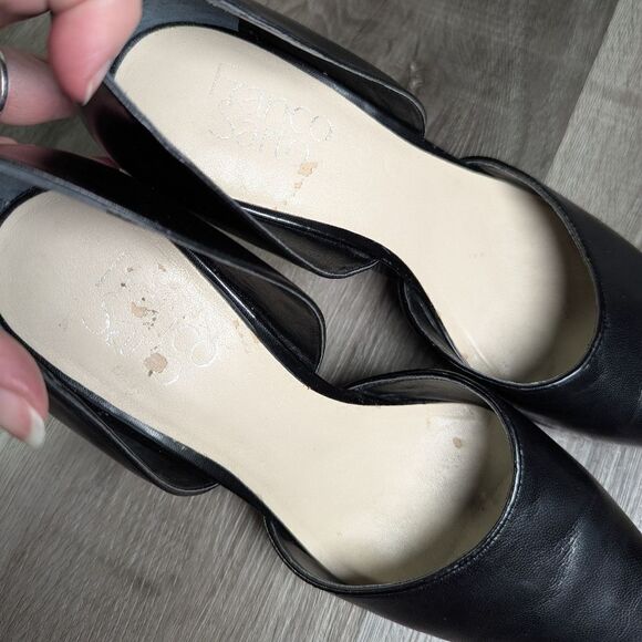 Franco Sarto Black leather Arrow D'orsay pointed toe heels pumps womens 7 - Picture 8 of 8